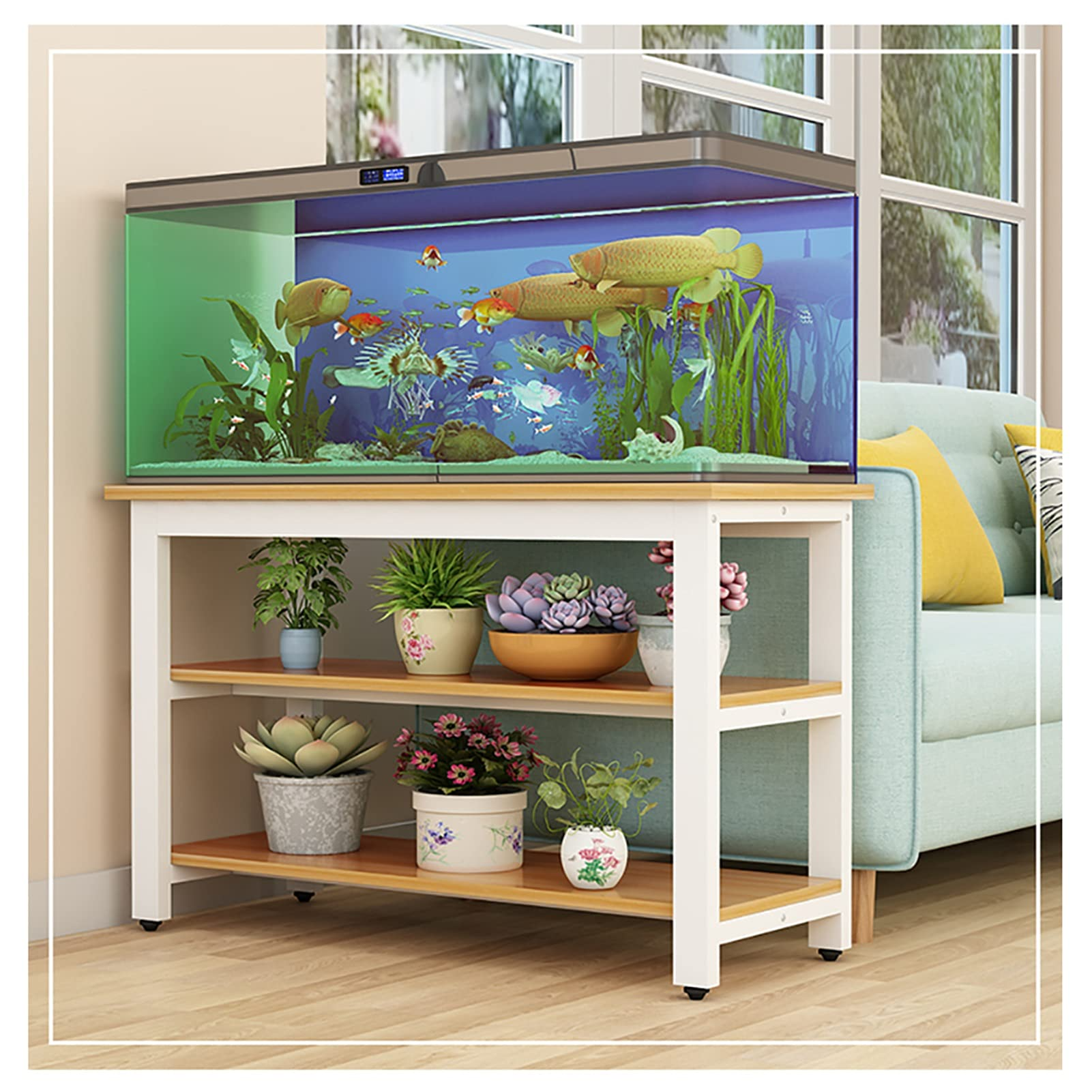 Aquarium Bracket Turtle Tank Rack Metal Base Steel Wood Fish