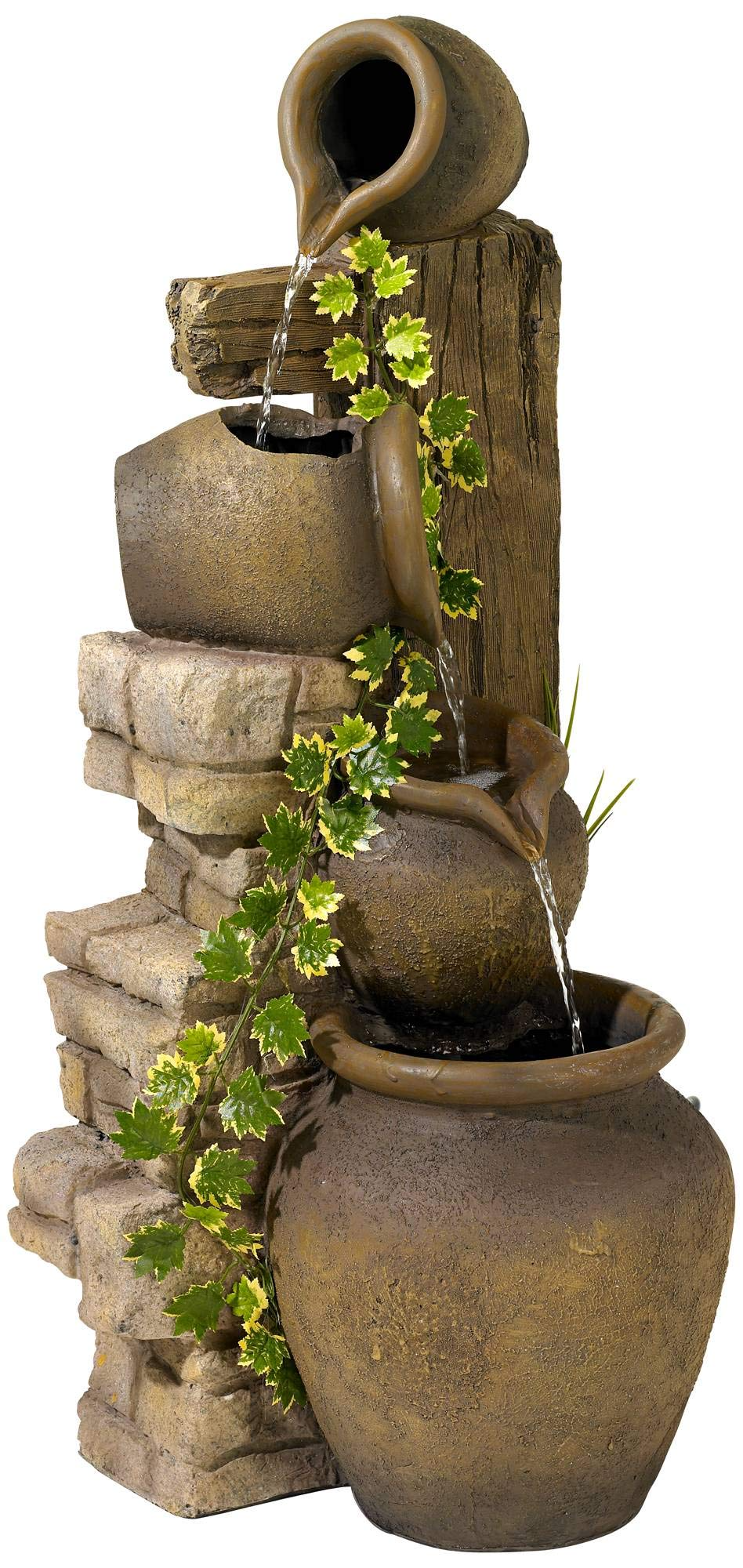 Cascading Rustic Floor Three Jugs Fountain