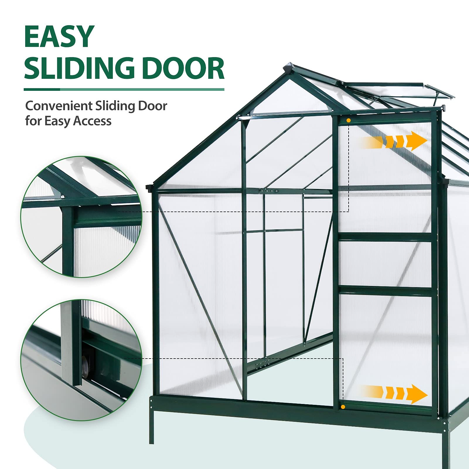 6' x 8' x 7' Walk-in Hobby Greenhouse with Sliding Door