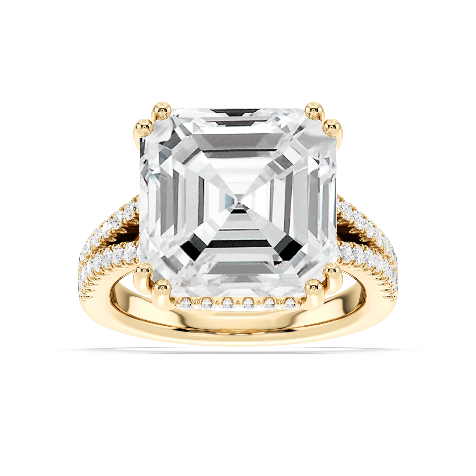Paisley 15 ctw Asscher Lab Grown Diamond Split Shank Hidden Halo Engagement Ring - Signature Collection