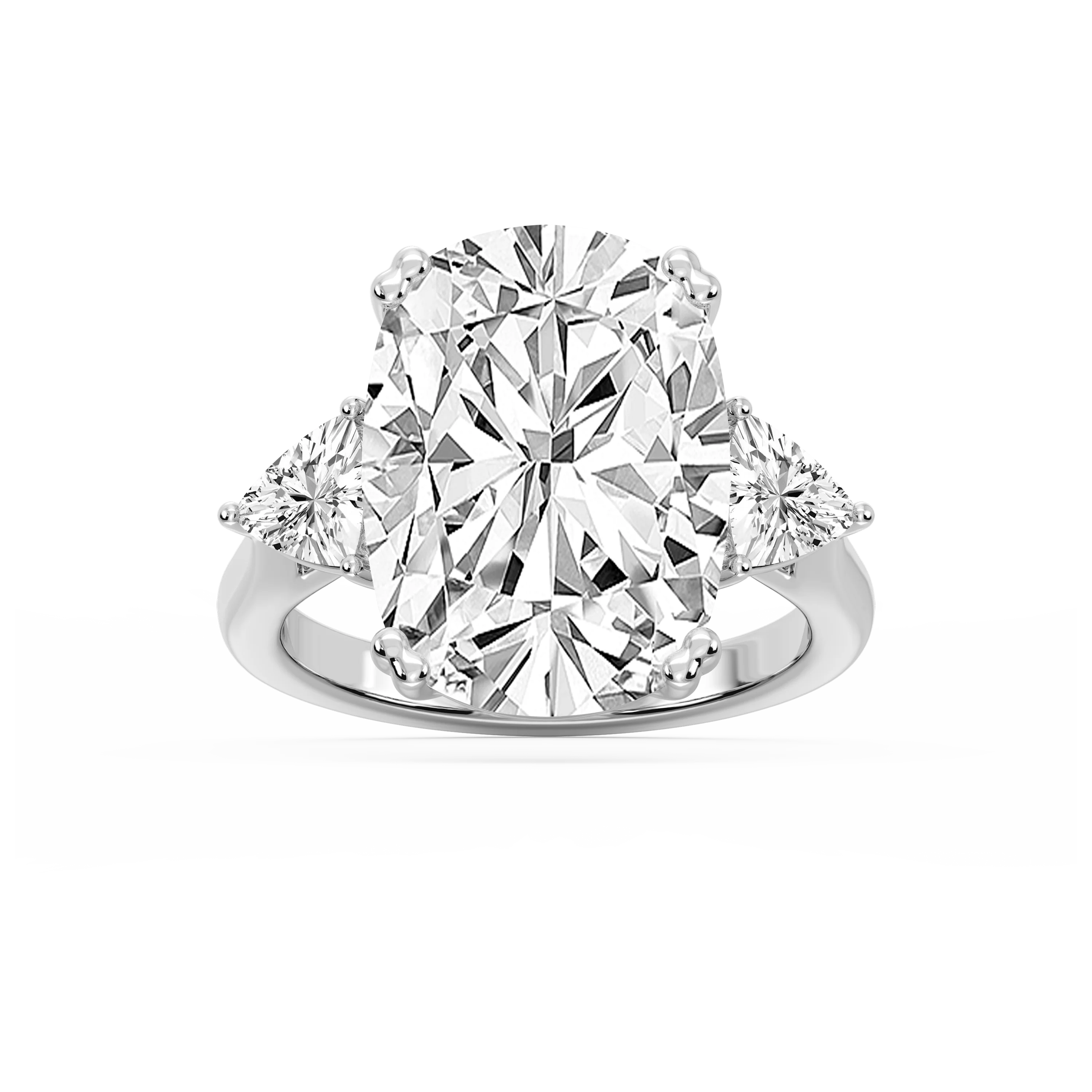 Meghan 16 ctw Elongated Cushion Lab Grown Diamond Three Stone Engagement Ring - Signature Collection