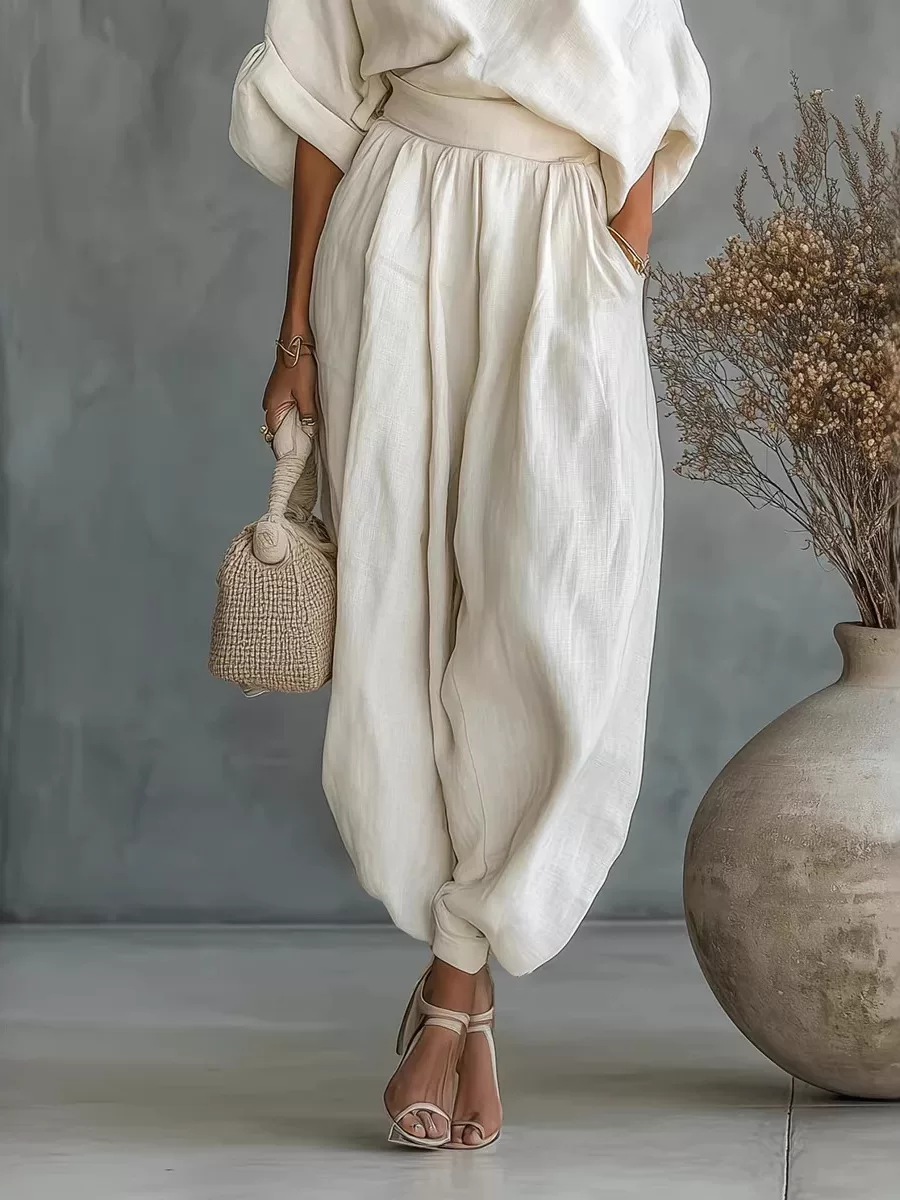 Solid color vacation two-piece set