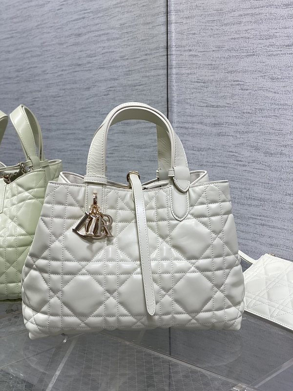 Dior Toujours Tote Bag Medium White Cannage