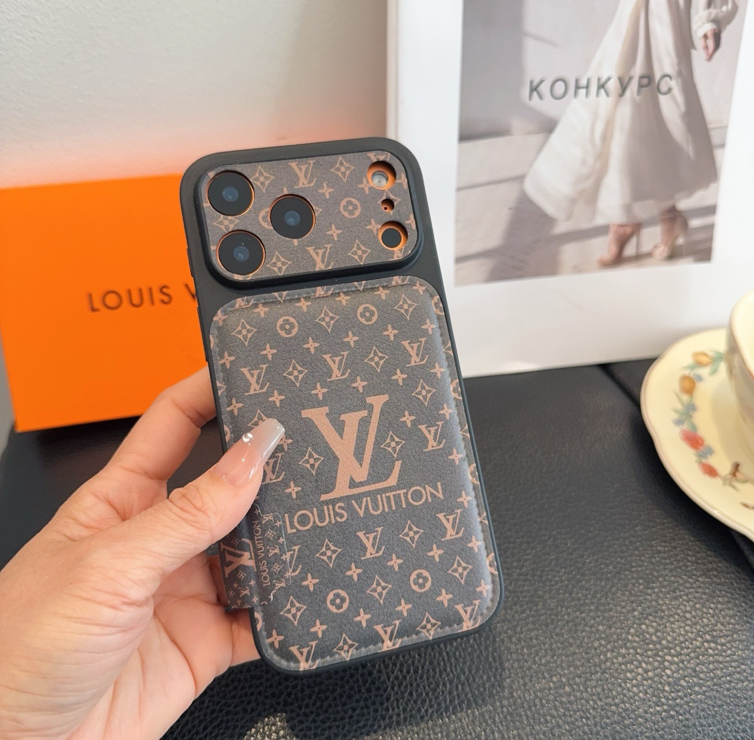 LV Starry Sky Series Case - iPhone 17 Style Convert, Embossed Glitter Full Coverage Precision Cutout