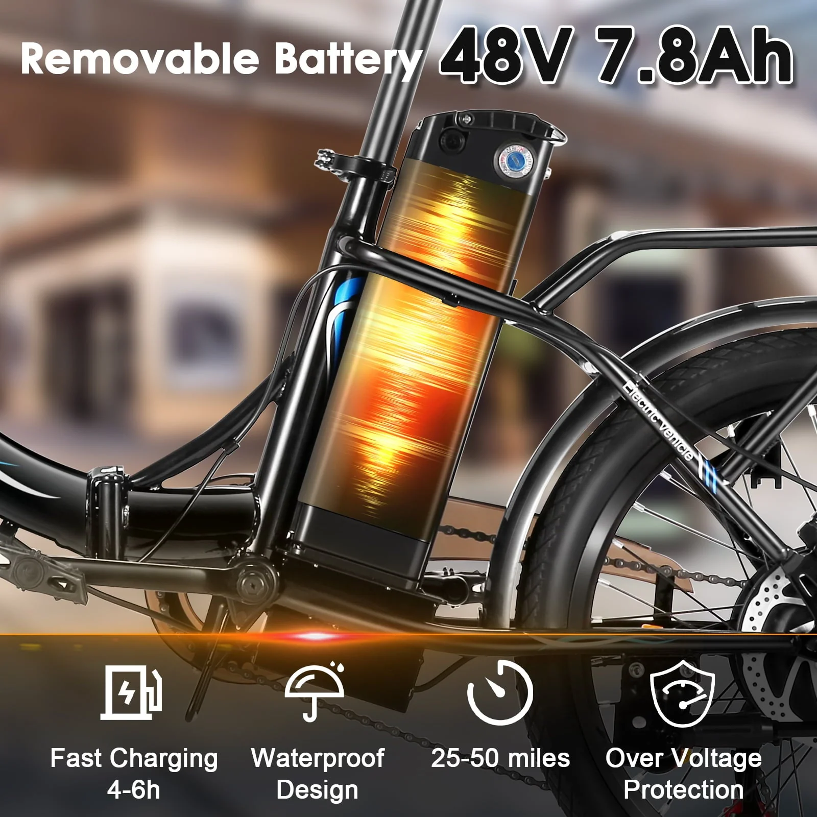 Elifine 20in Folding Electric Commuter Bike, 500W, 48V 7.8Ah