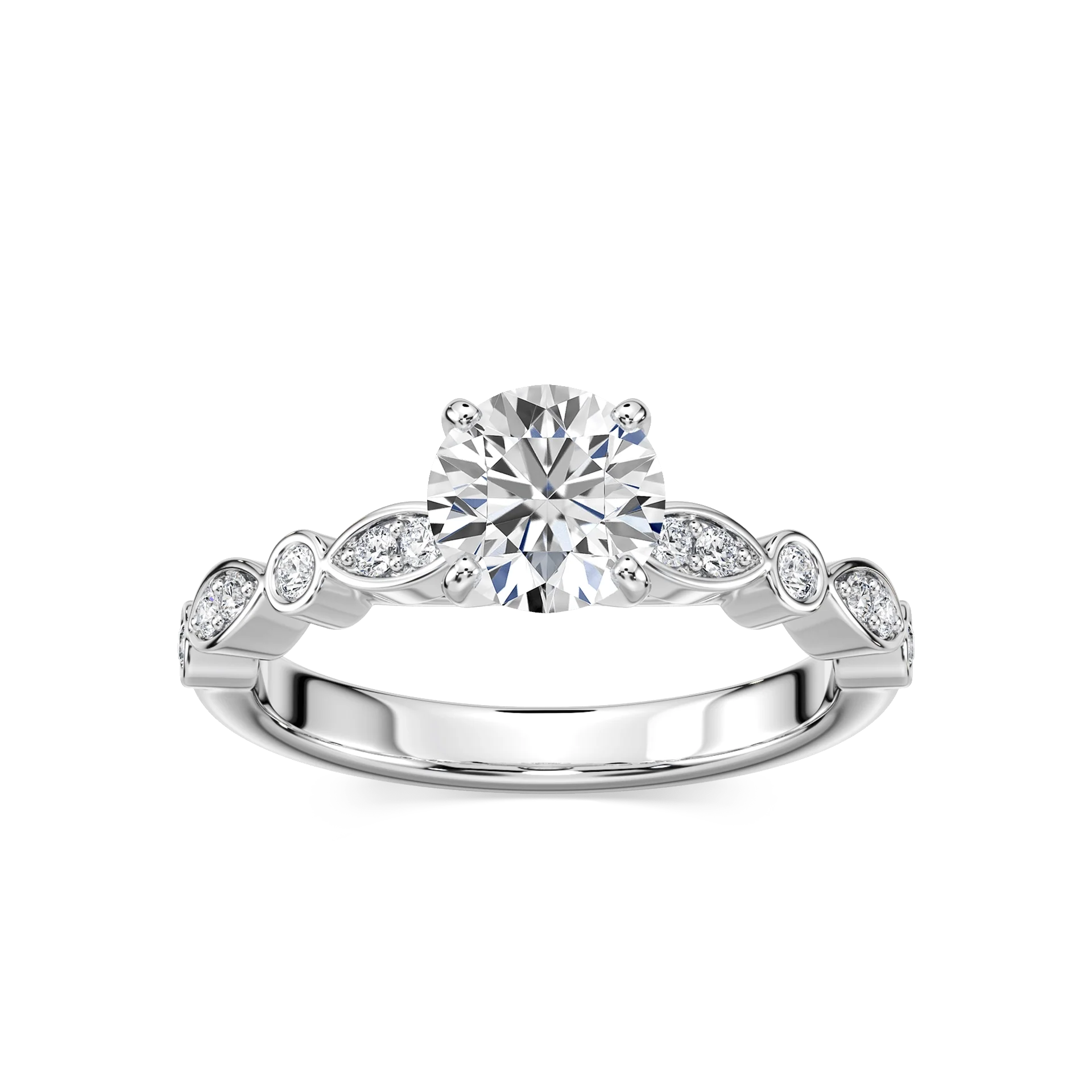 Precious Lab Grown Diamond Side Stone Engagement Ring
