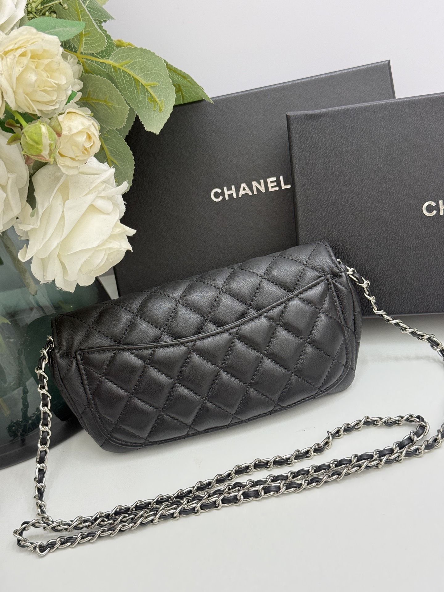 Chanel Classic Flap Tube Clutch Wallet On Chain