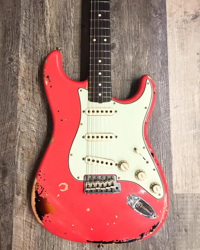 Michael Landau 1963 Heavy Relic Electric Guitar Fiesta Red over 3-Tone Sunburst