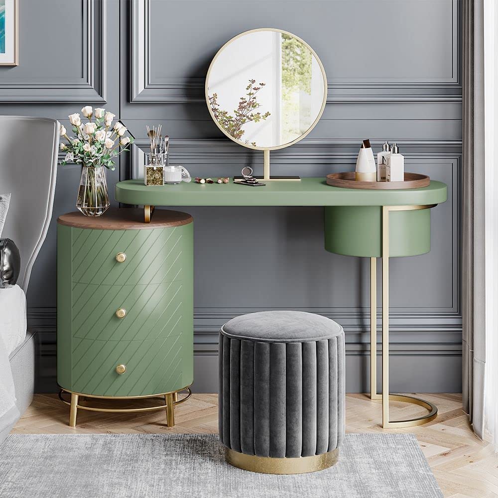 Modern Makeup Vanity Table with LED Lighted Mirror