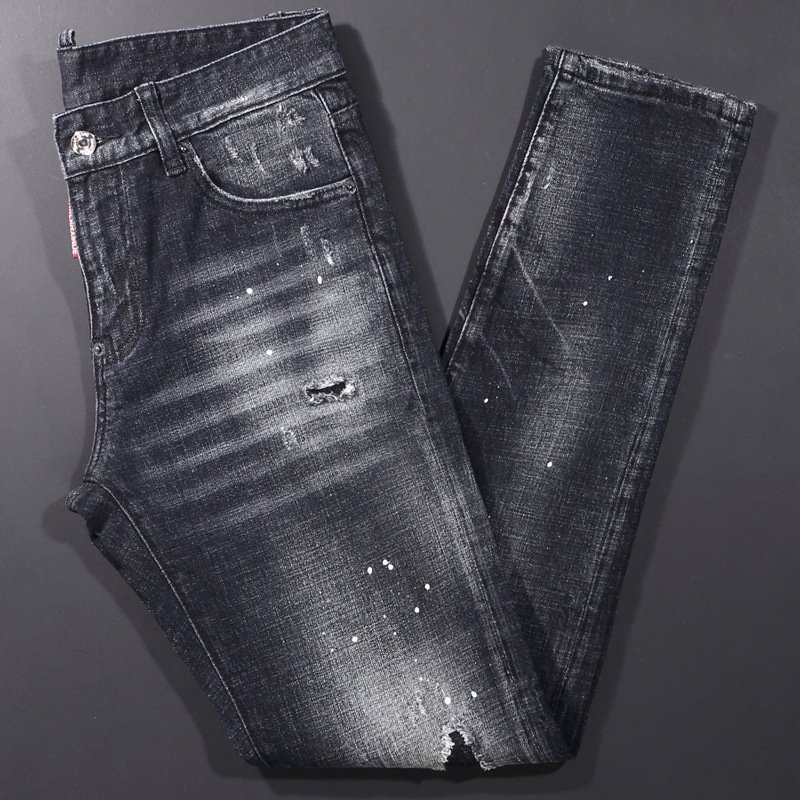 DSQUARED2 Skater Distressed Black Wash Jeans - Folded Detail
