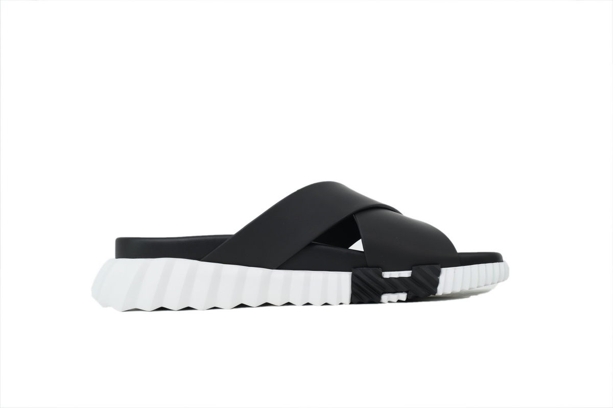 Hermes Infra Sandals Black White