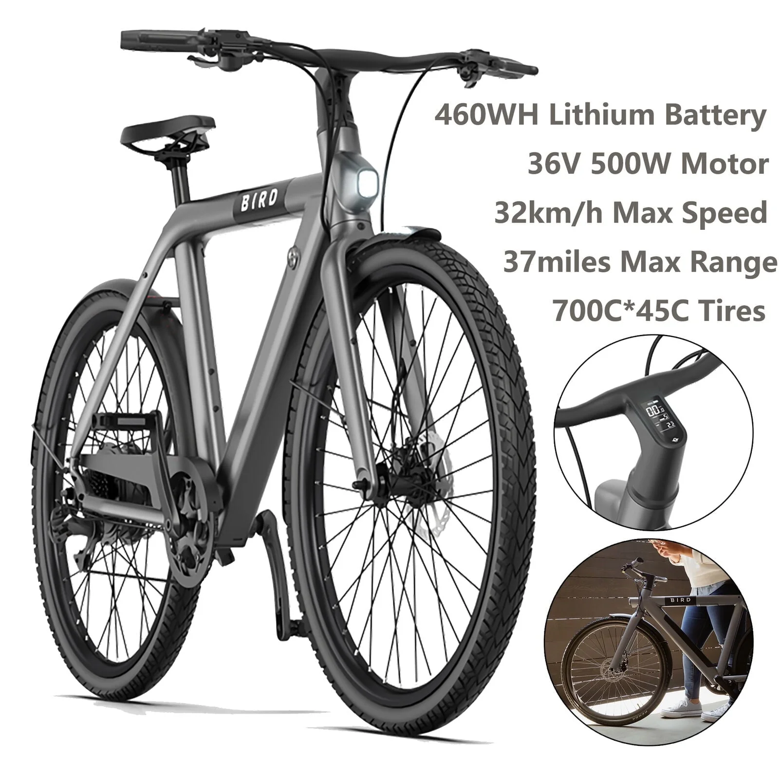 28in Electric Mountain Bike, 500W, 36V, Black