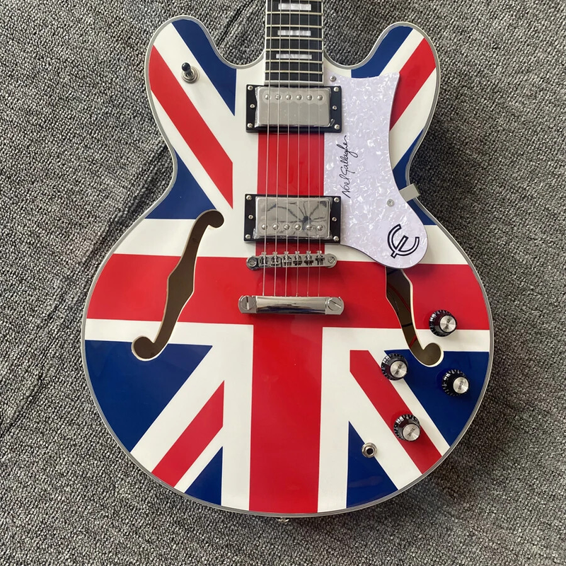 Electric Guitar Flag, Double F-holes, Hollow Body, Chrome Alloy Hardware, 6 strings