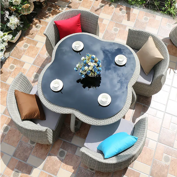 Outdoor rattan chair storage table and chair five-piece set