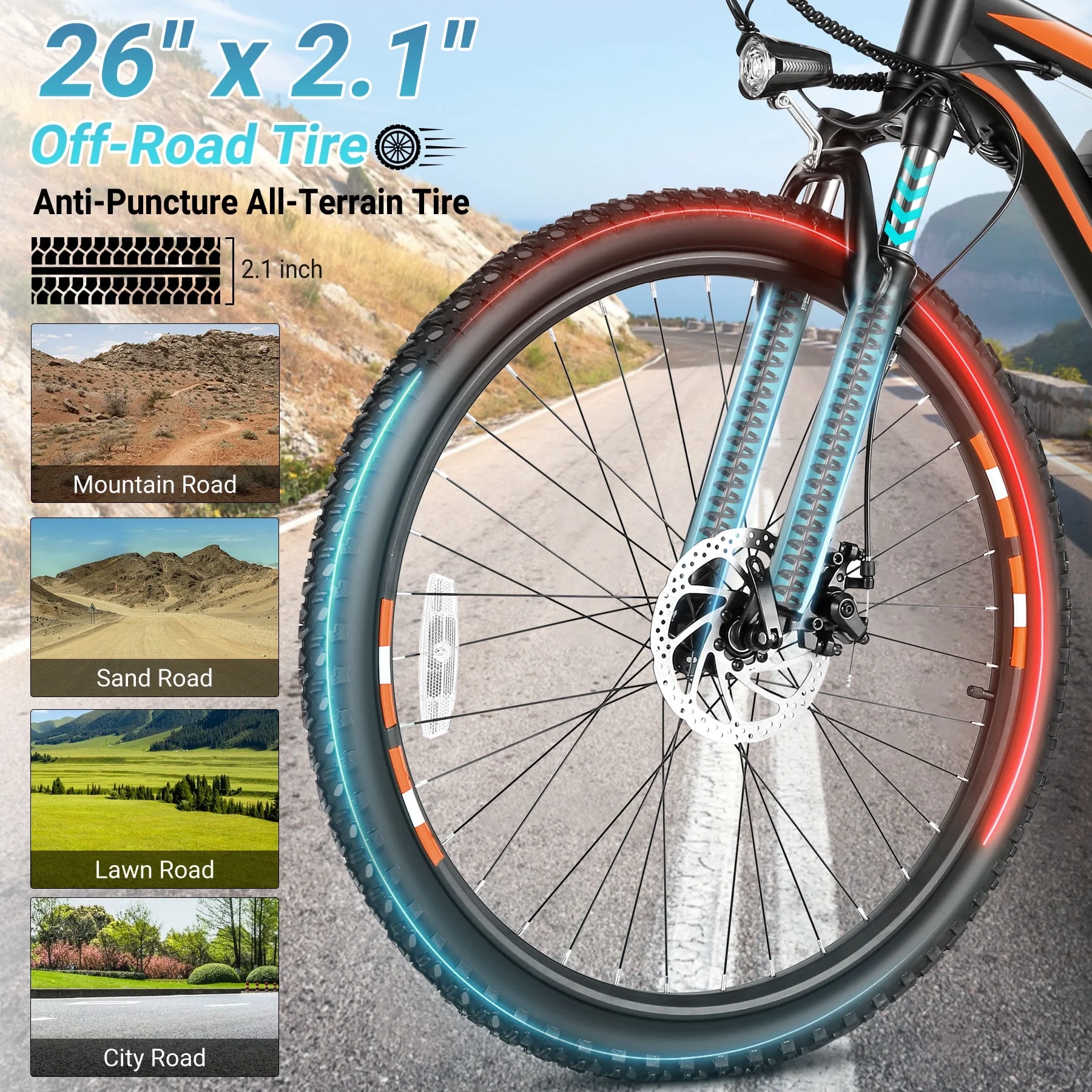Gocio 26in Electric Mountain Bike, 500W, 48V 7.8Ah