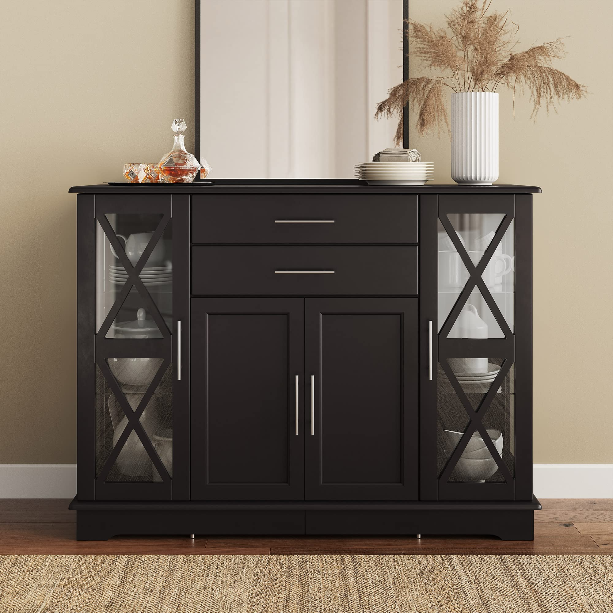 Wood 47 Inch Sideboard Buffet Storage Cabinet Console Sofa Table