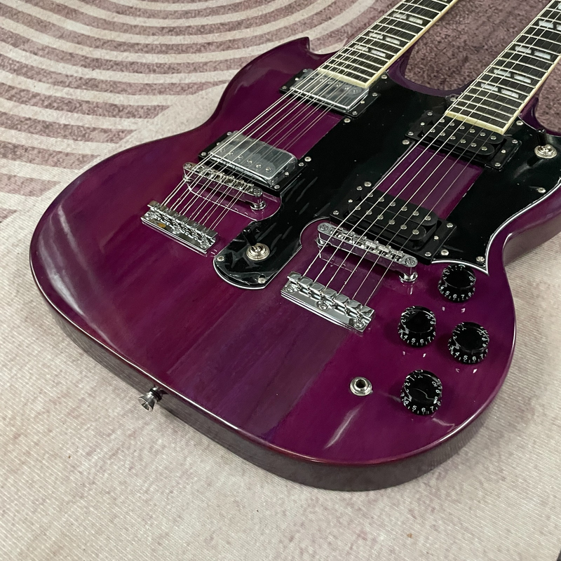 Purple SG Double Neck Electric Guitar 12+6 String H-H Pickup