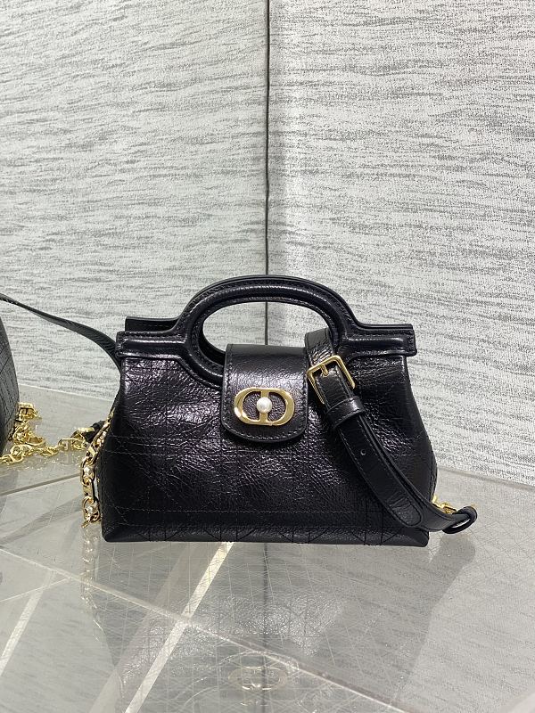 Dior Cannage Mini Handbag Black Waxed
