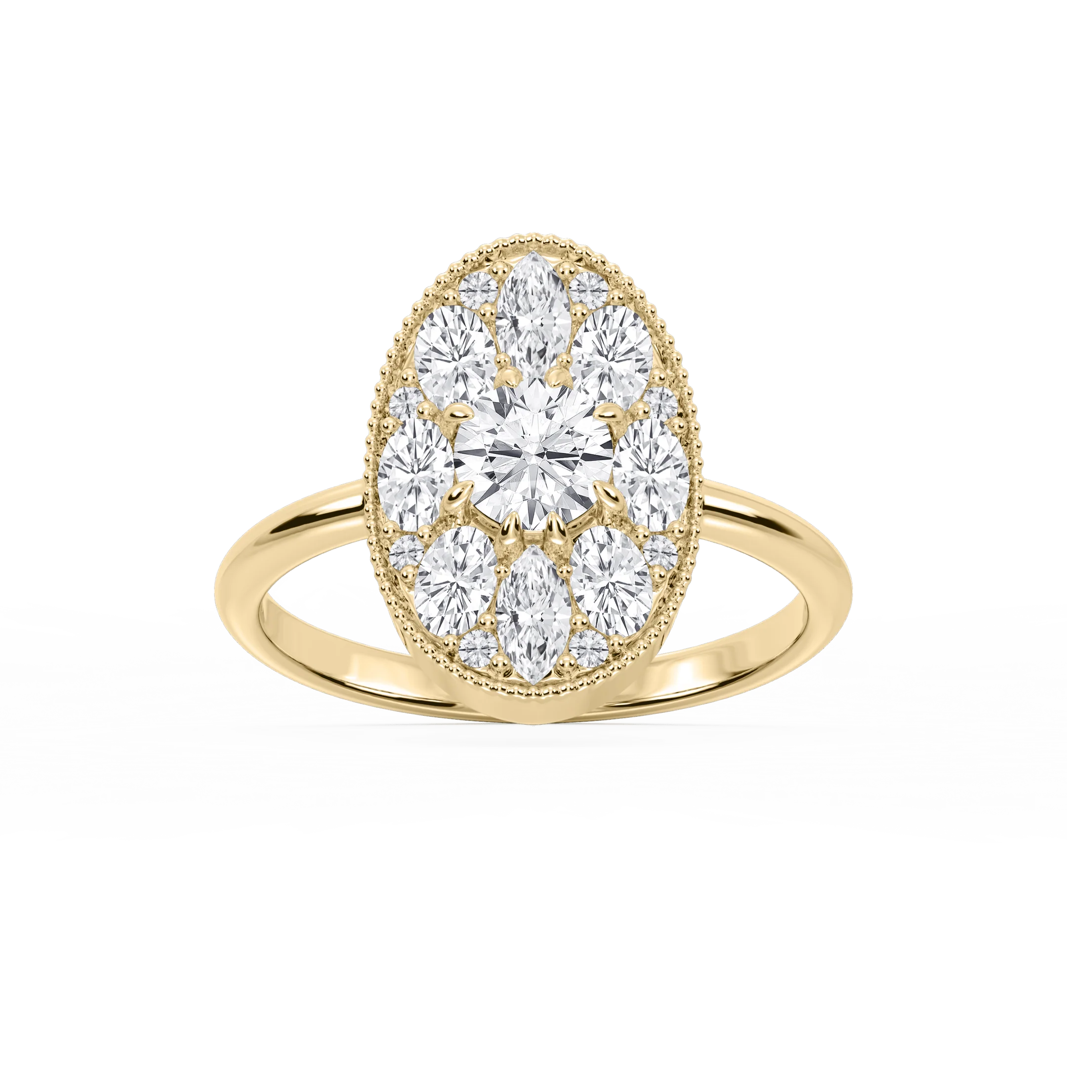 Nellie 1 ⅓ ctw Oval, Marquise, and Round Lab Grown Diamond Multi Shape Halo Vintage Promise Ring