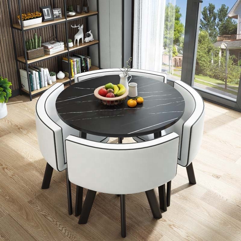 Favorable space saving MINI dining table set 4 chairs with MDF