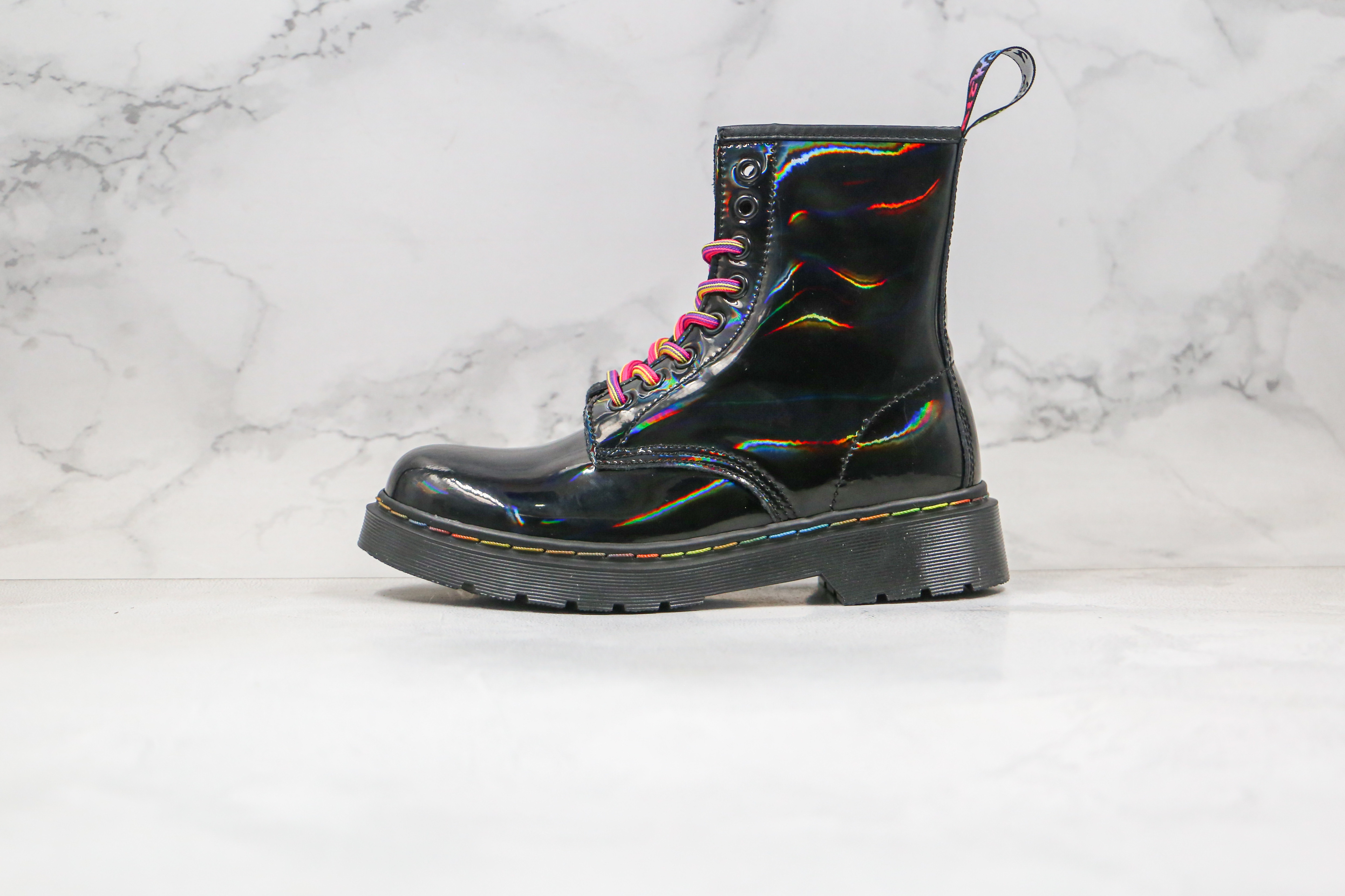 Dr. Martens Buckle Iridescent 8-Eye Boots