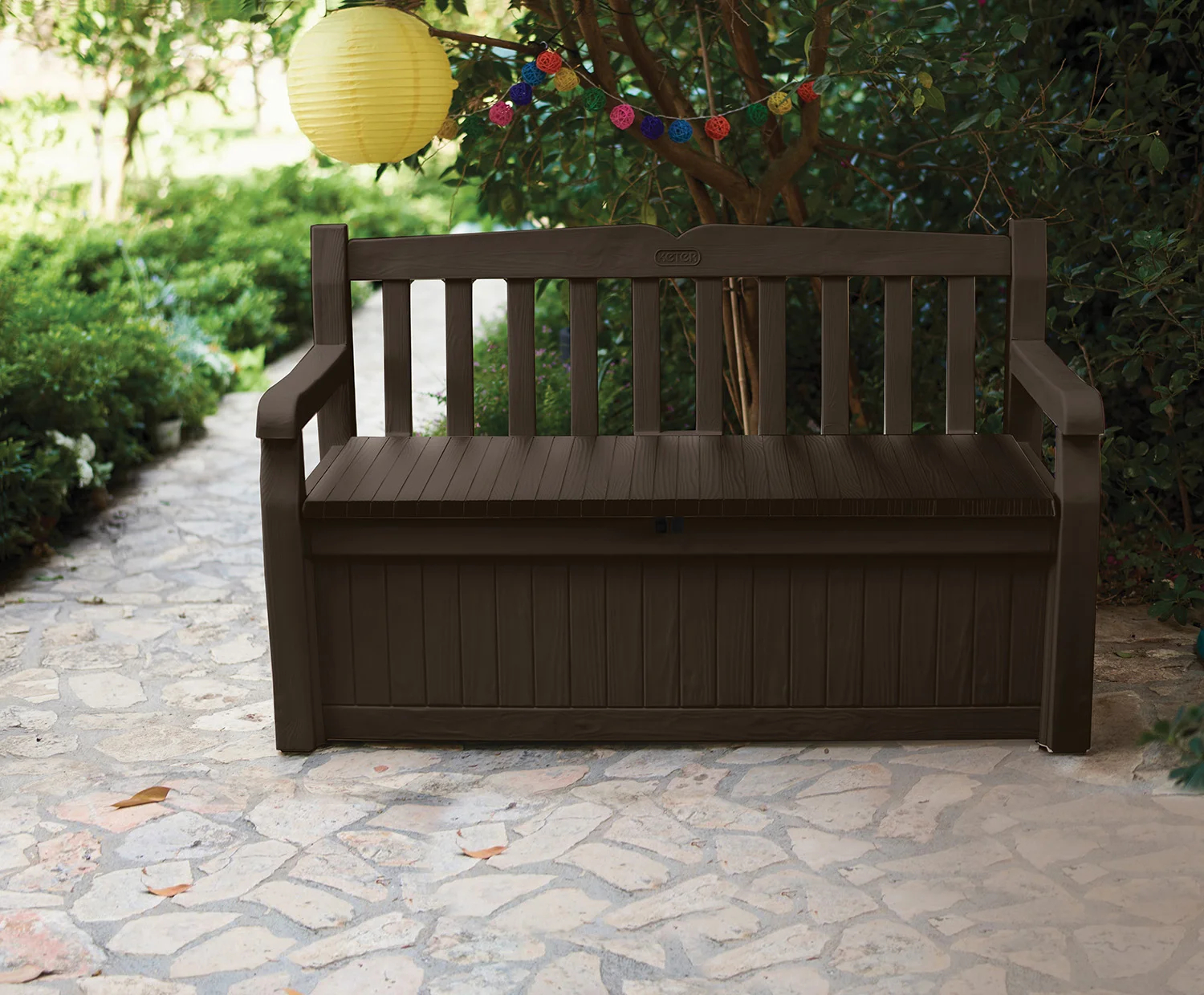 Solana Chic Elegant Wood-Look Storage Bench with Comfy Durable