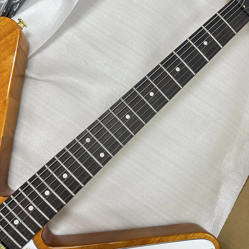 Yellow Reverse Electric Guitar Flying V HH Pickups 6 strings Guitar