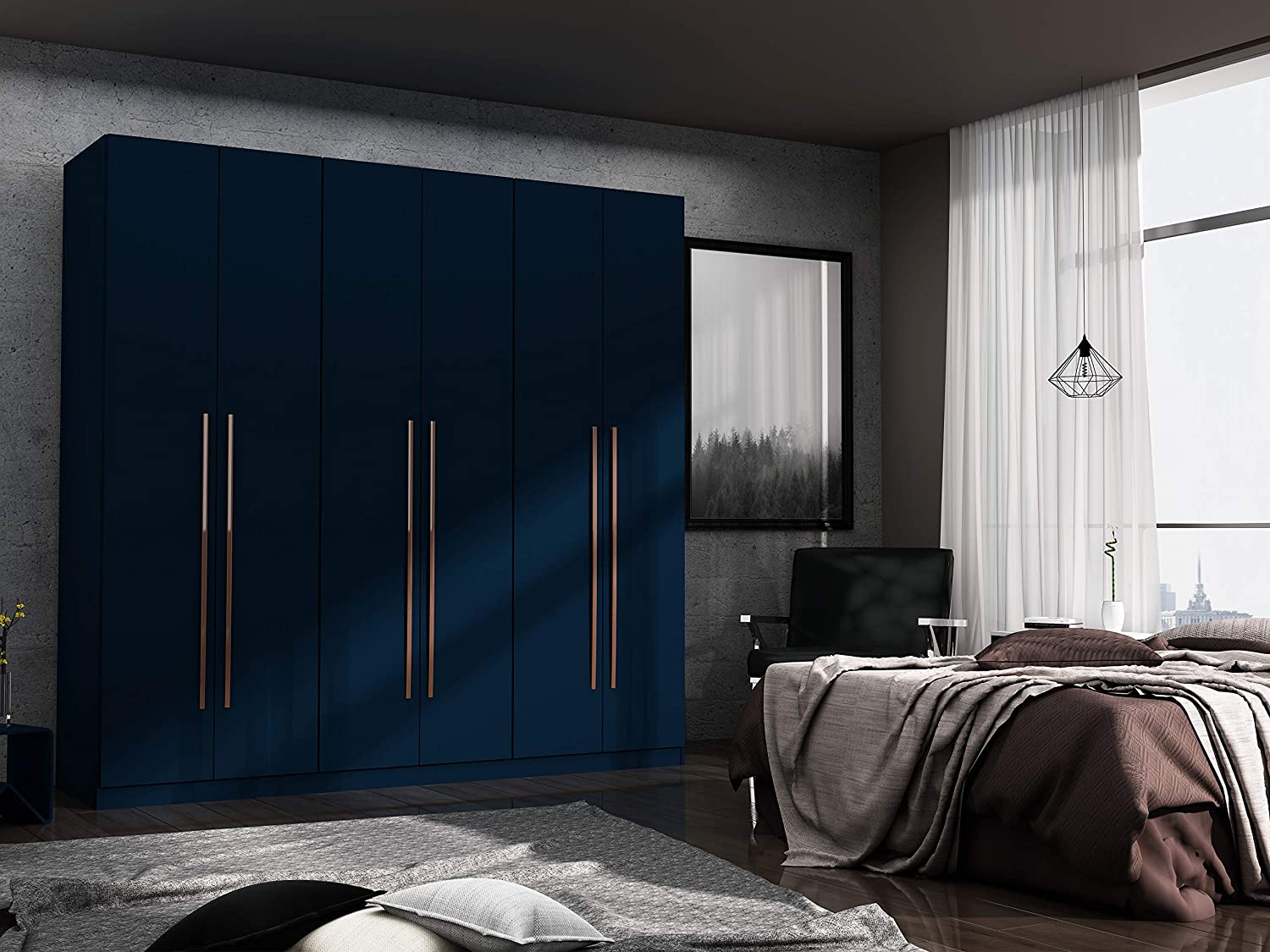 Gramercy Contemporary Modern Freestanding Wardrobe Armoire Closet