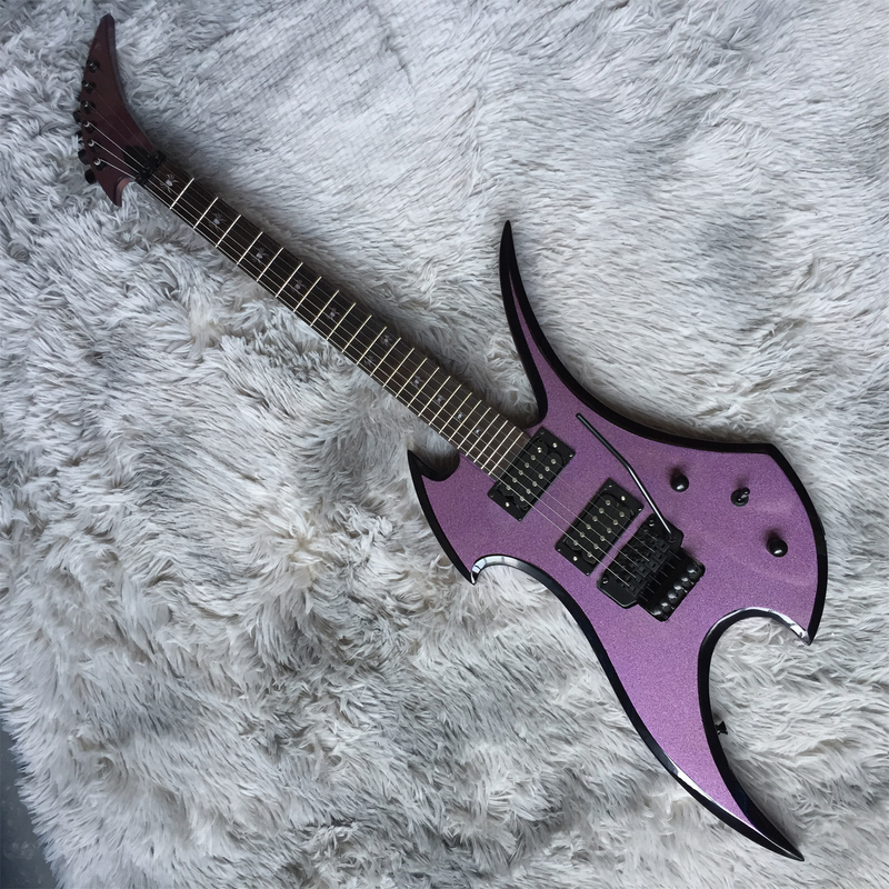 Special Shape Electric Guitar Purple Body Floyd Rose Bridge HPL Fretboard 2H Top