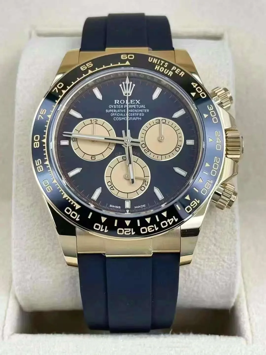 【Super Clone】Rolex Daytona Yellow Gold / Ceramic / Black / Oysterflex  m126518ln-0004