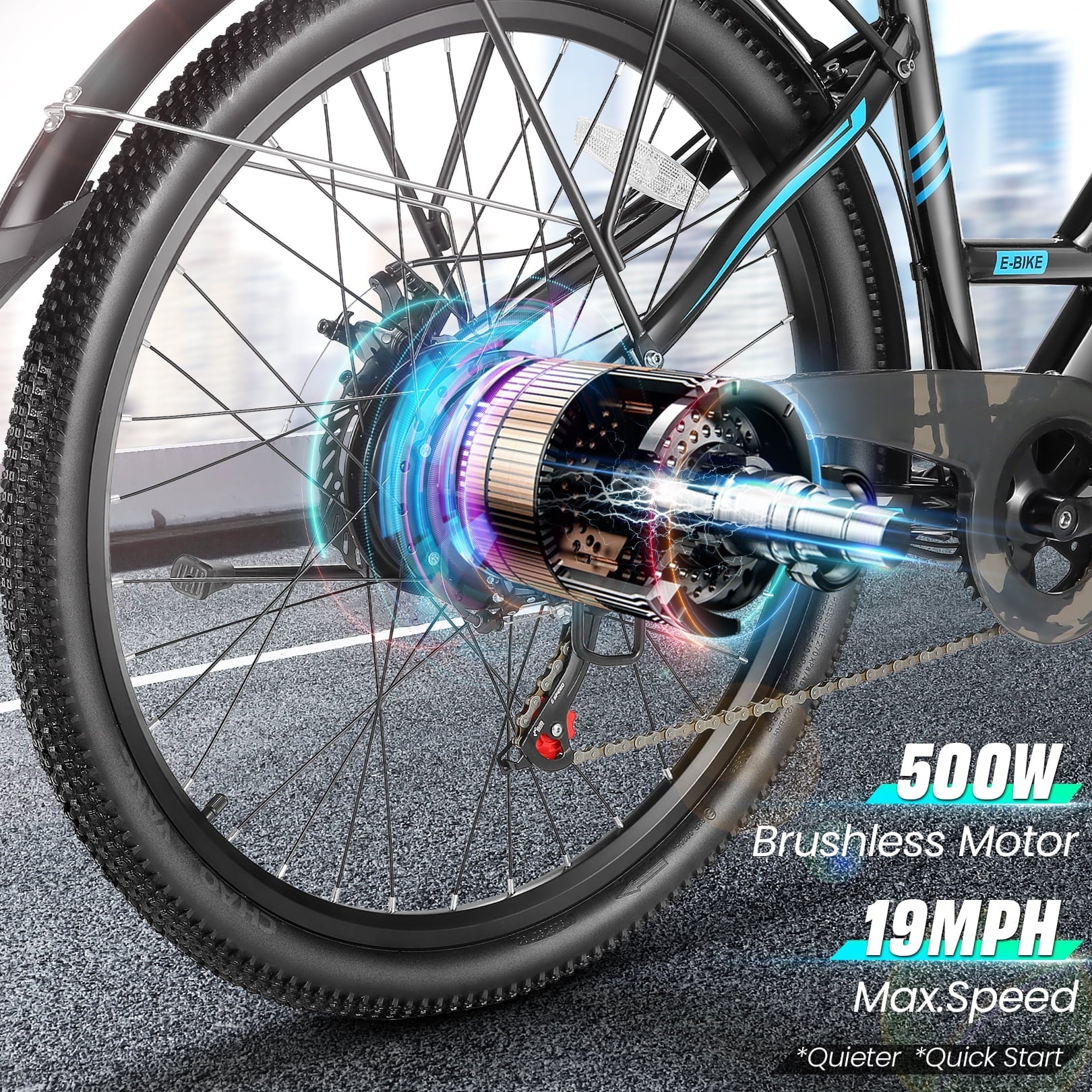 Gocio 26in Low-Step Electric Commuter Bike, 500W, 48V