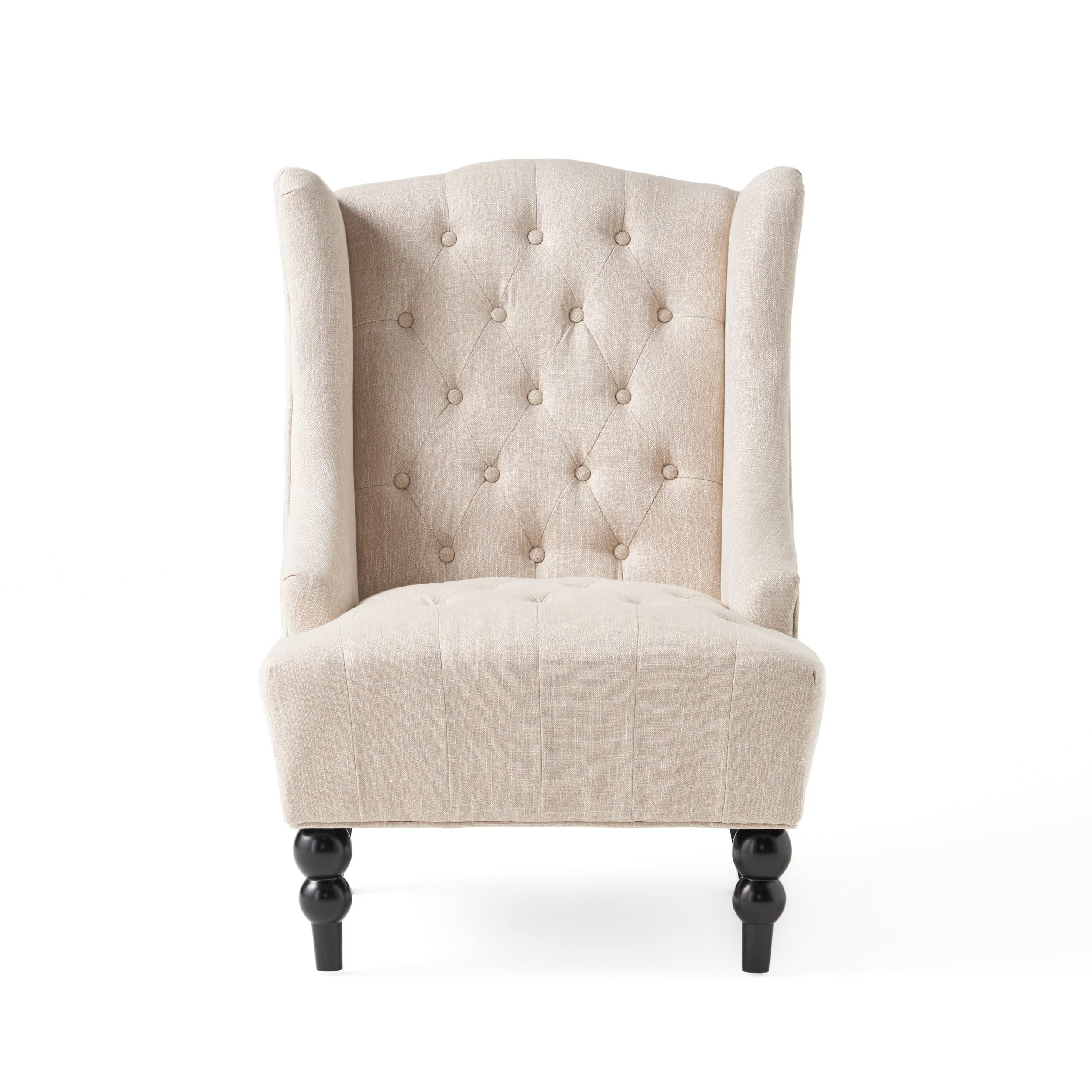 Great Deal Furniture Clarice Tall Wingback Tufted Fabric Accent
