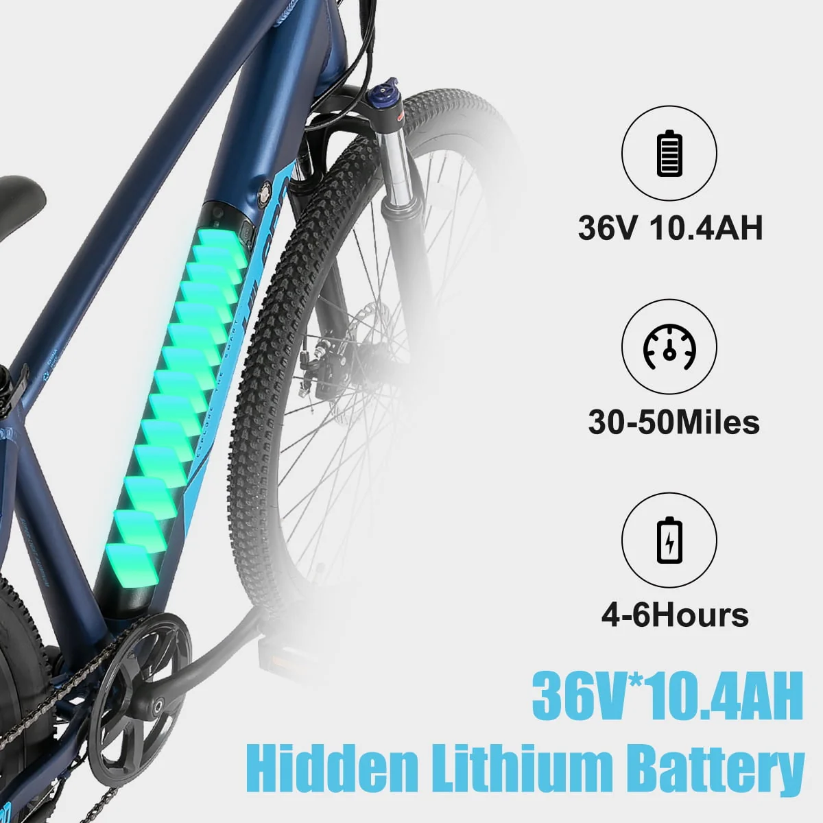 Hiland 27.5in Electric Commuter Bike, 350W, Blue