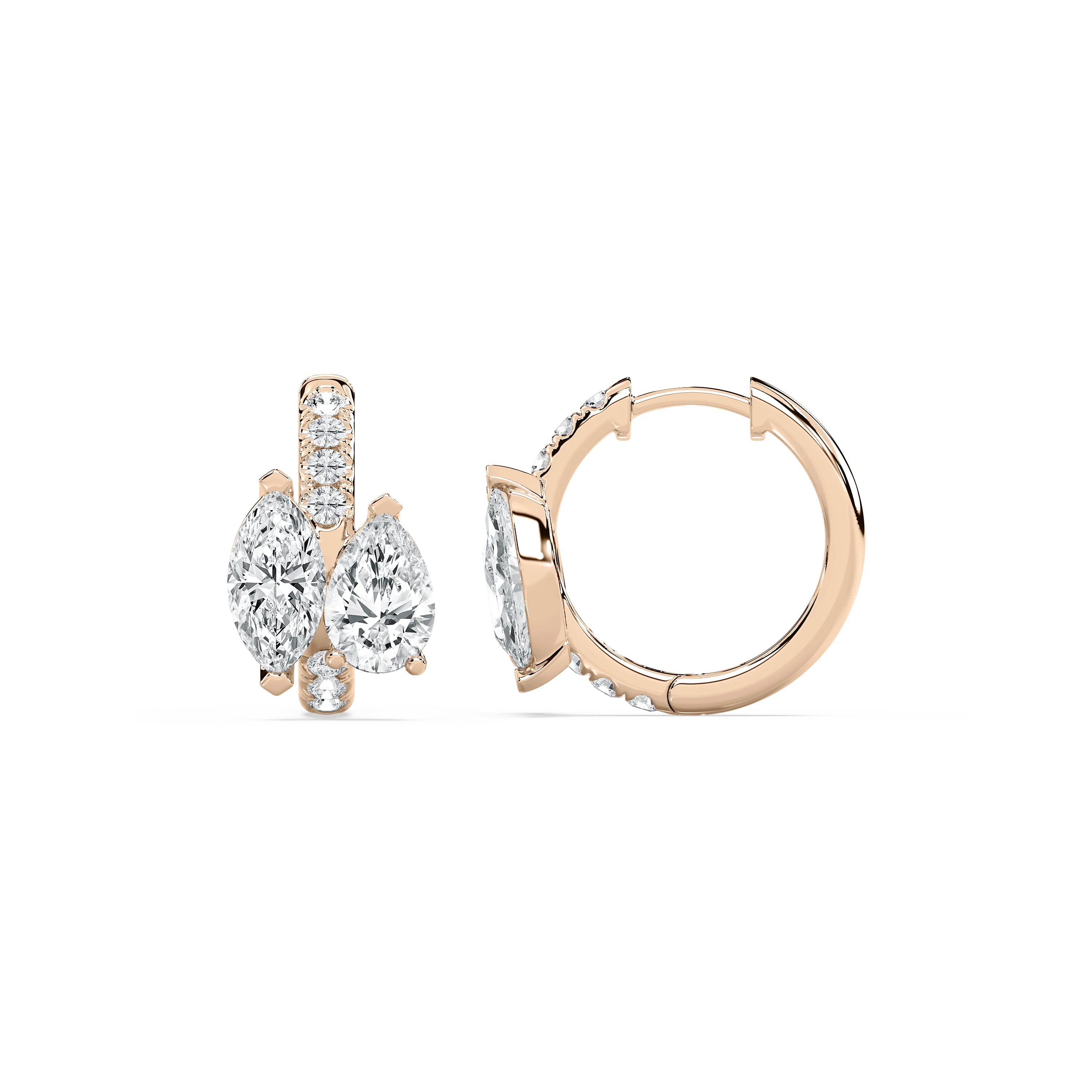 2 ctw Lab Grown Diamond Toi et Moi Hoop Earrings