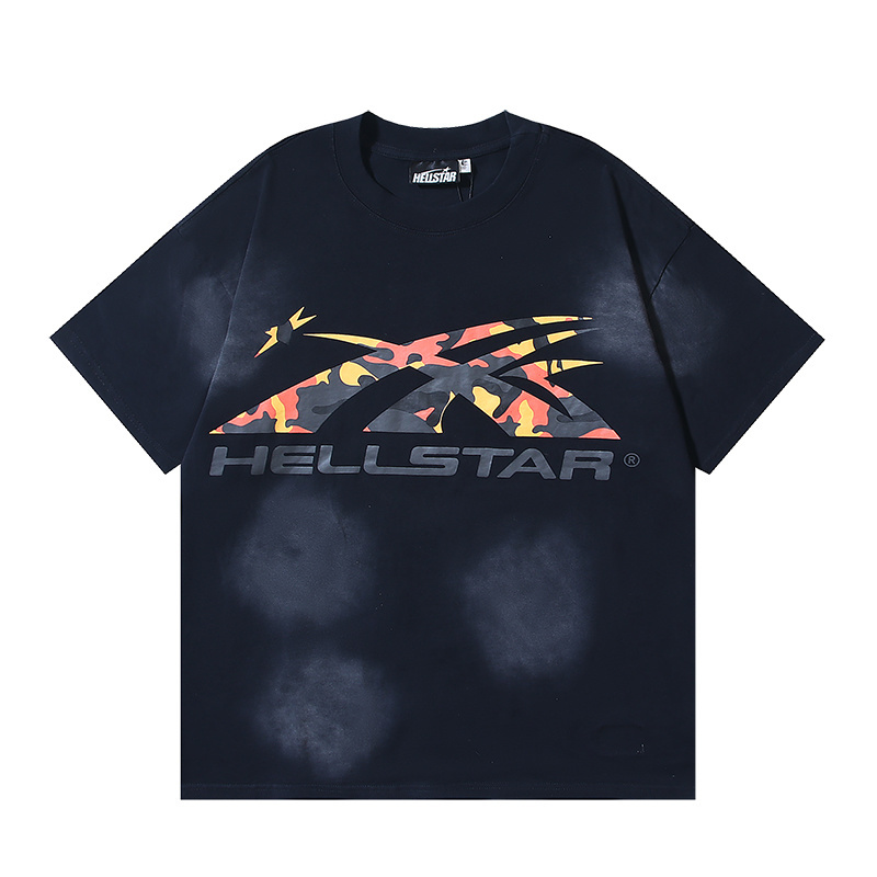 Hellstar Black Orange Camo Sports Logo T-Shirt