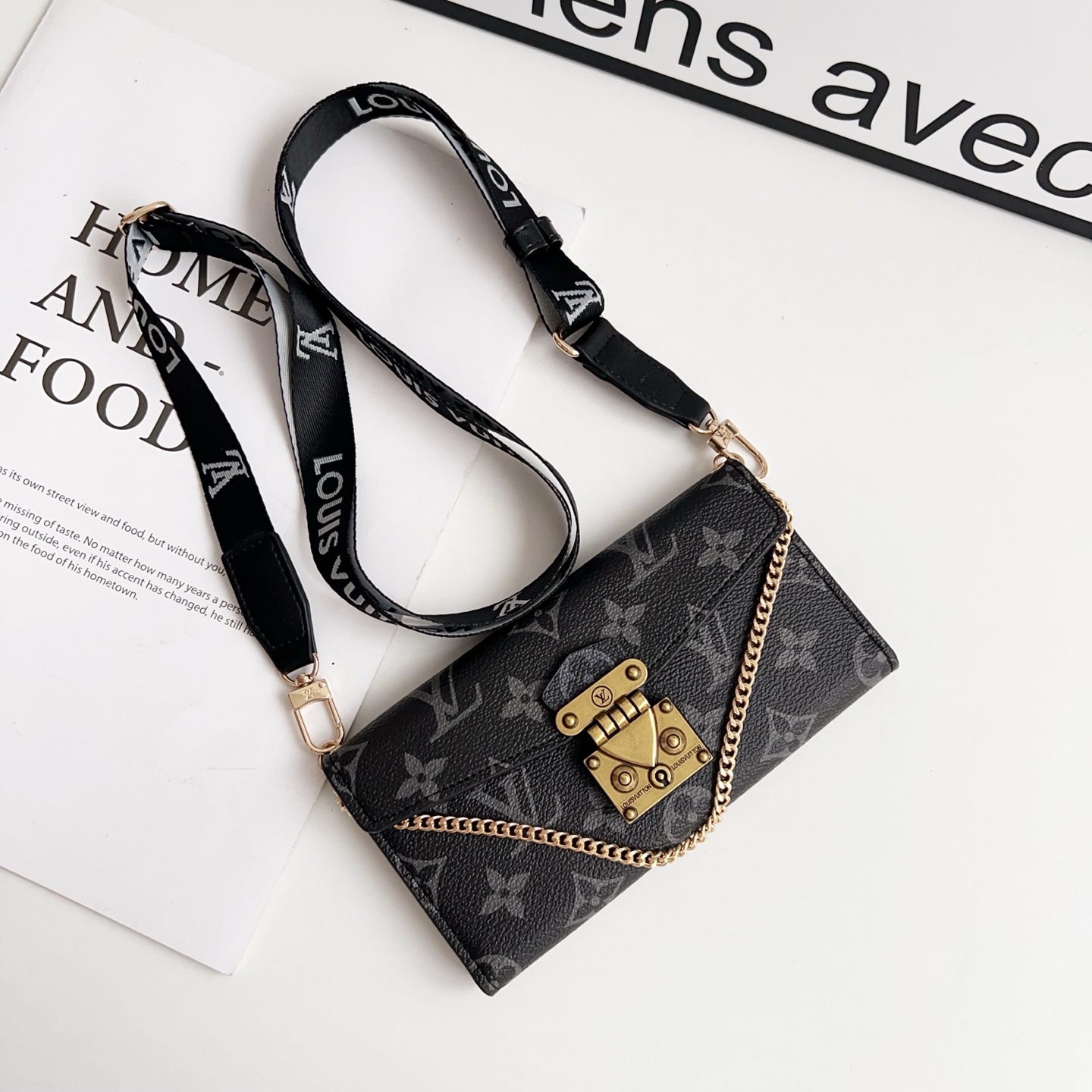 LV & Gucci Monogram Flip Phone Wallet Mini Crossbody Shoulder Bag With Card Slots