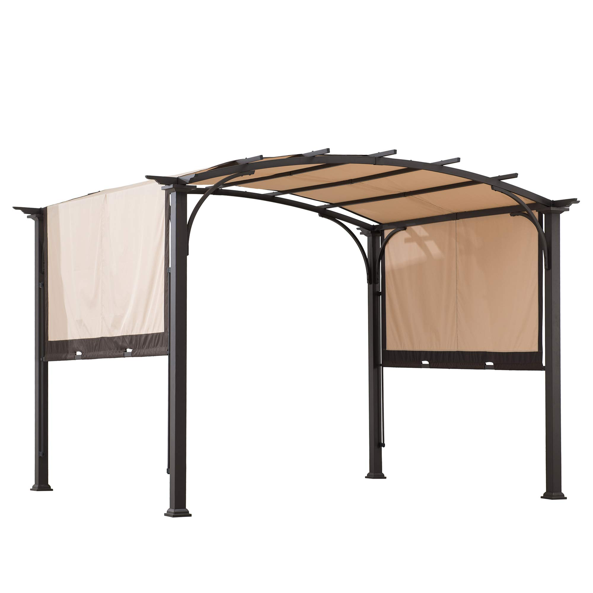 9.5x11 Steel Arched Pergola with 2-Tone Adjustable Shade
