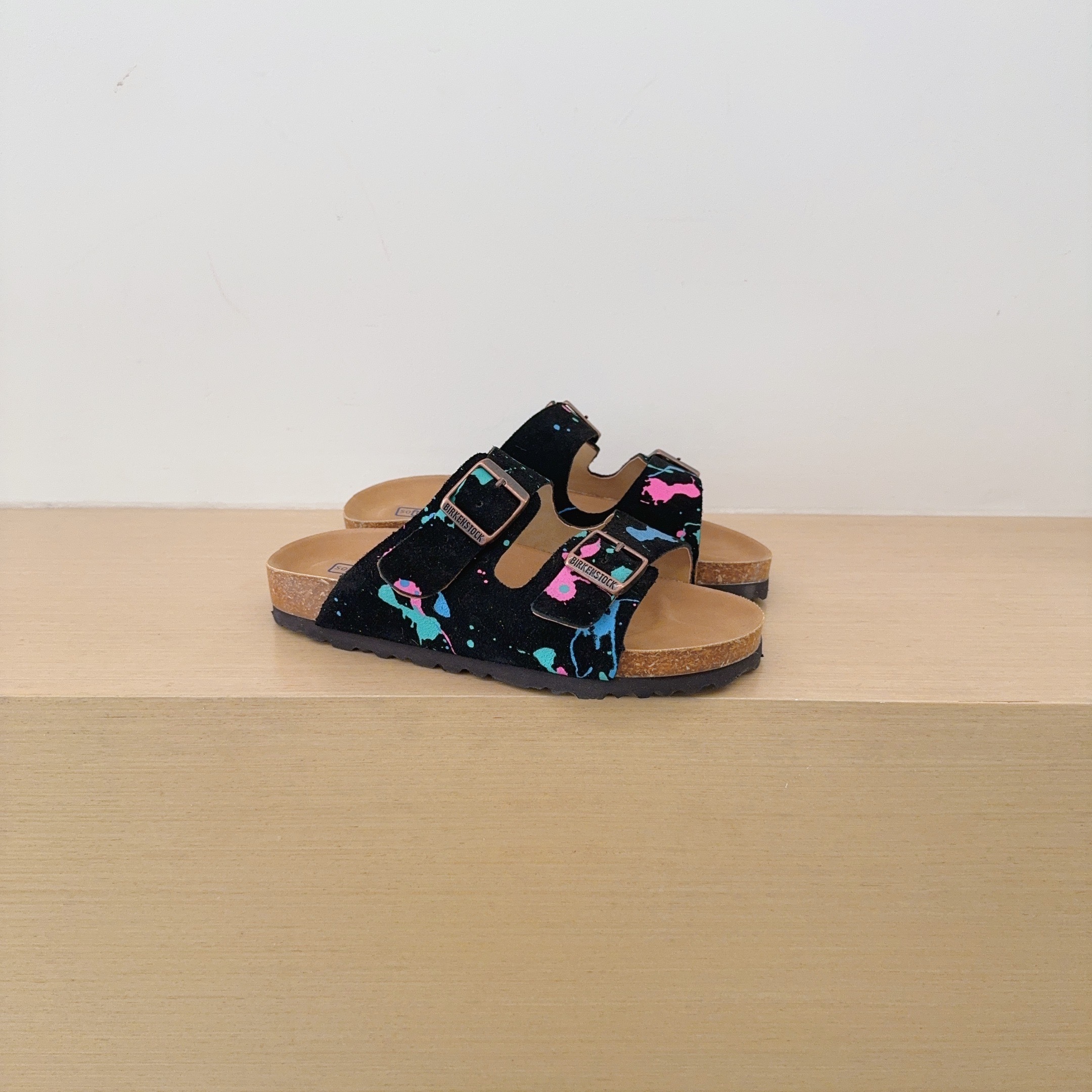 Splatter Graffiti Birken-Style Two-Strap Sandals