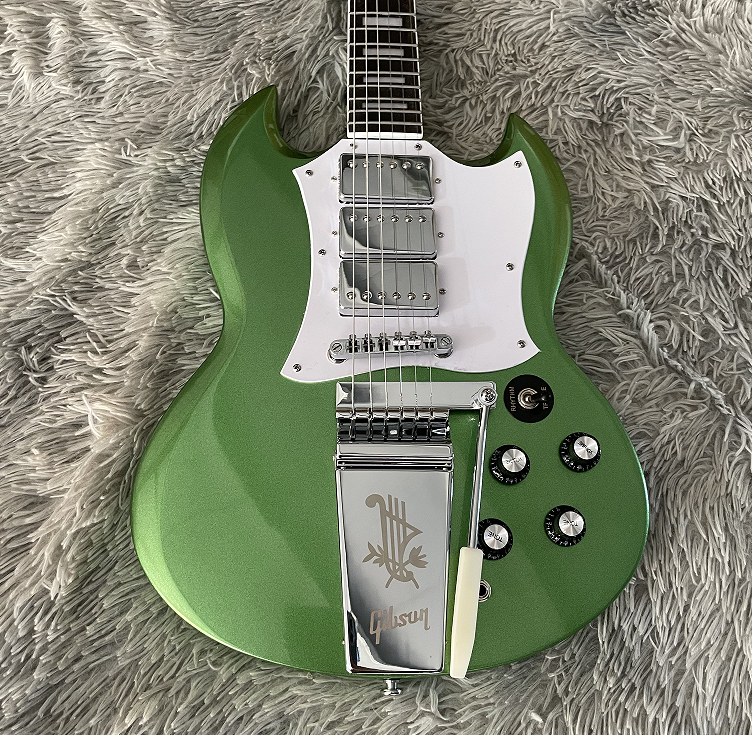 Top SG Electric Guitar Metallic Green KIRK DOUGLAS Tremolo Bridge Chrome