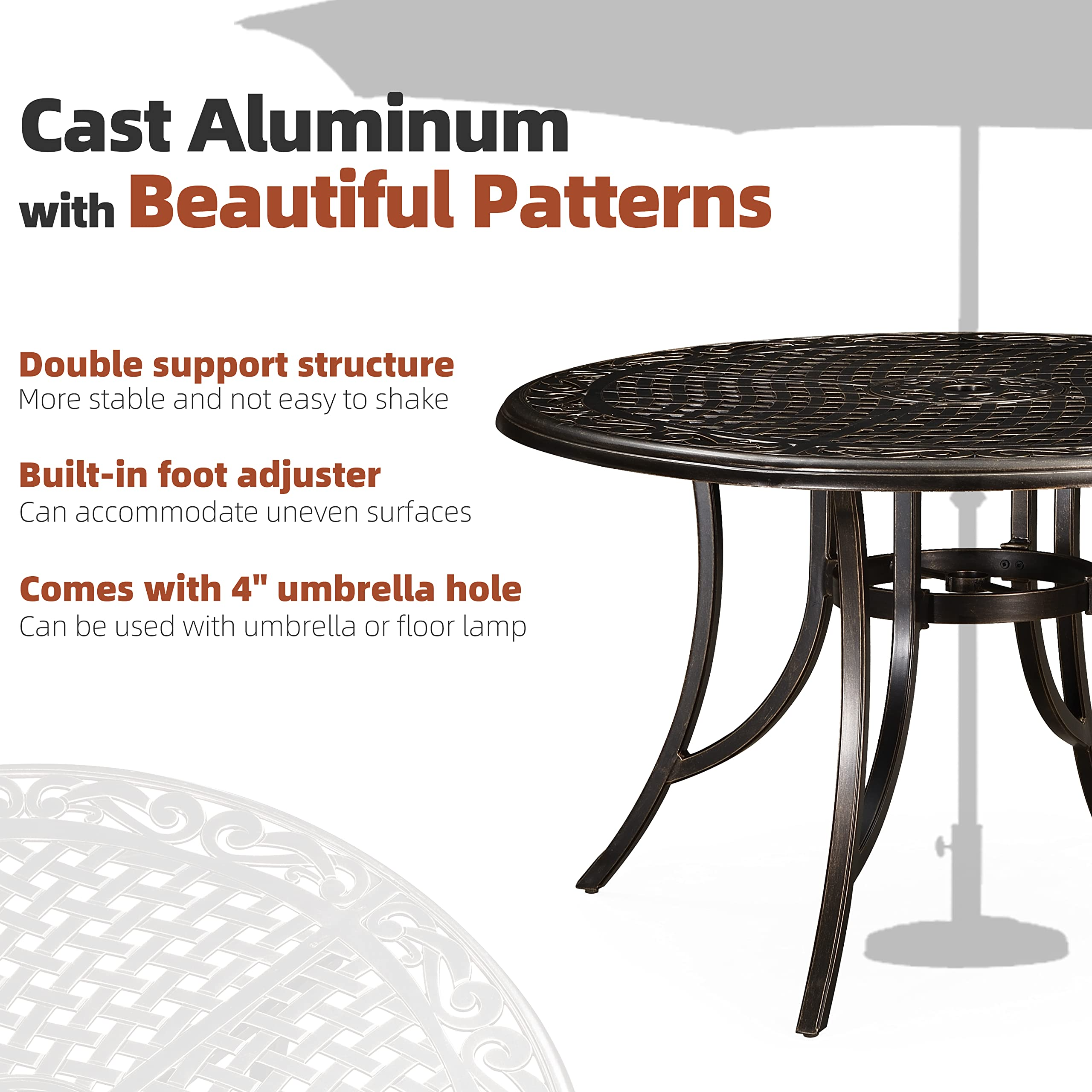 Patio Dining Set Cast 7-Pc Furniture Set with Dining Armchairs
