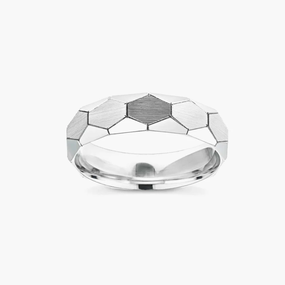 Slate 6.00mm Faceted Plain Metal Band