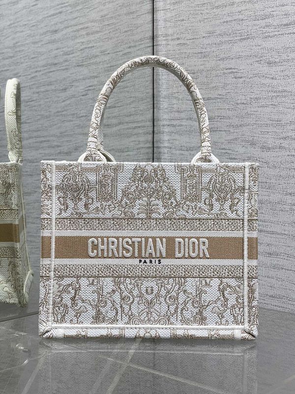 Dior Book Tote Small Gold Toile De Jouy
