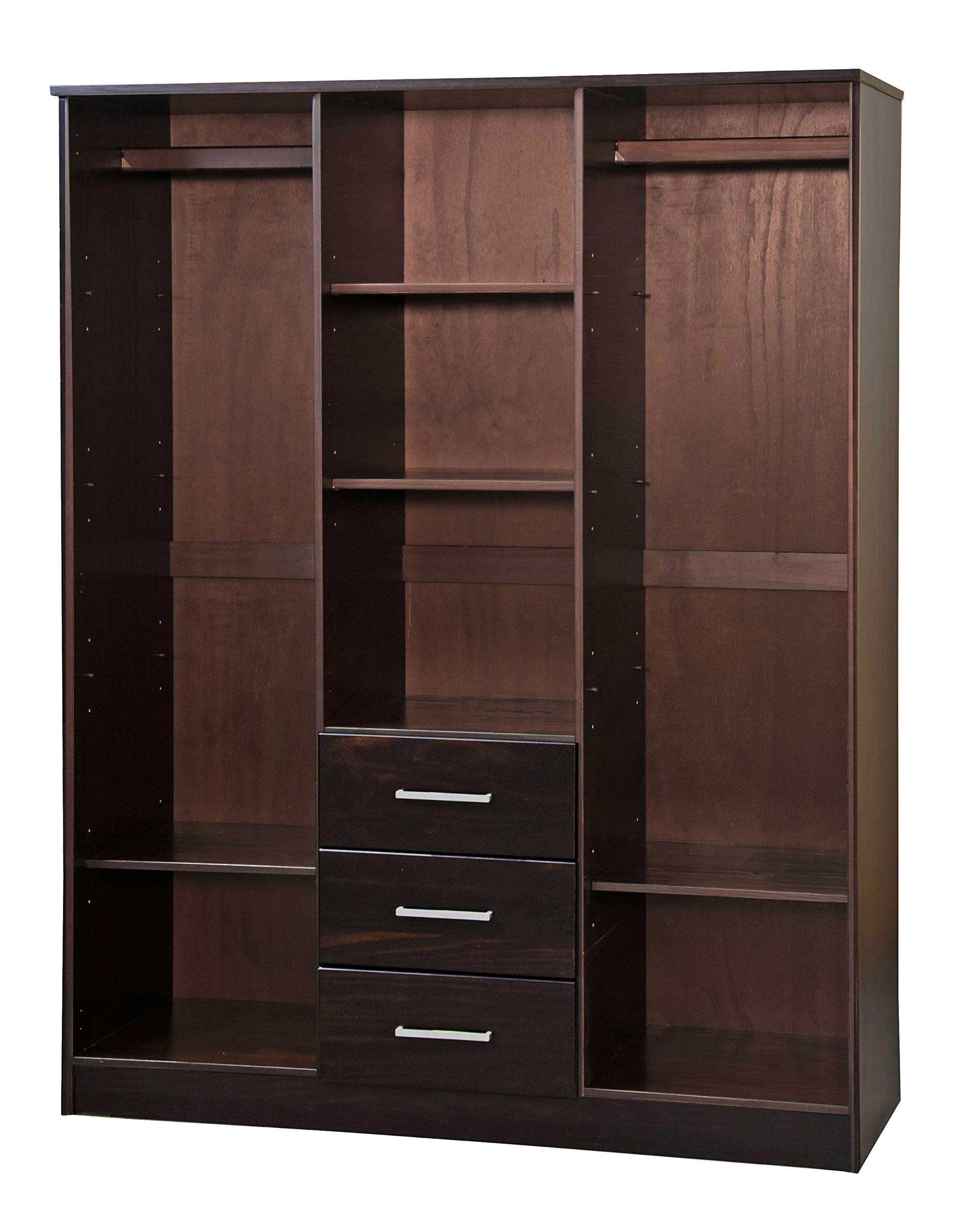 Cosmo Solid Wood 3-Door Wardrobe with Mirror and 3 Drawers
