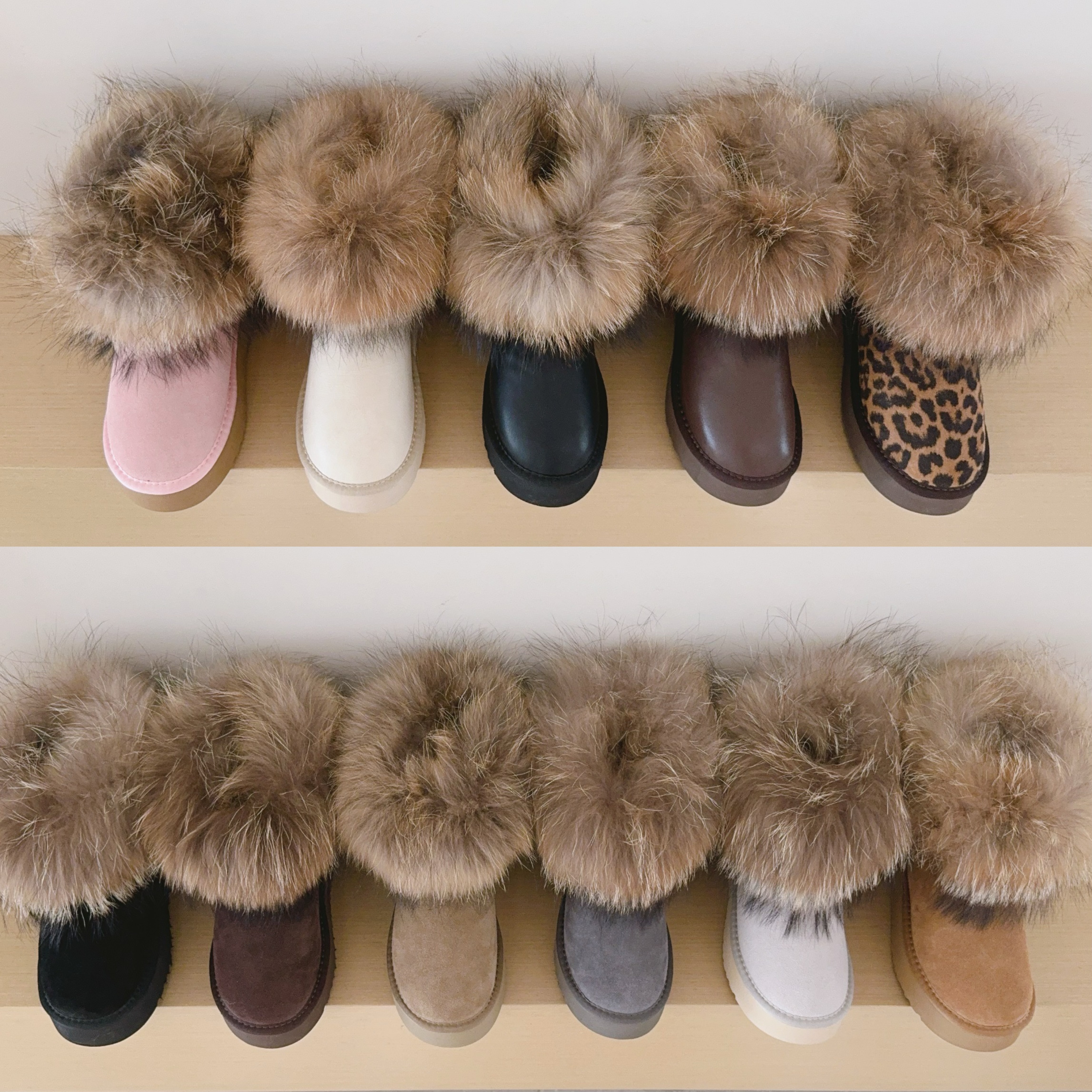 UGG Kids Platform 5854 Genuine Fur Trim Low-Cut Boots