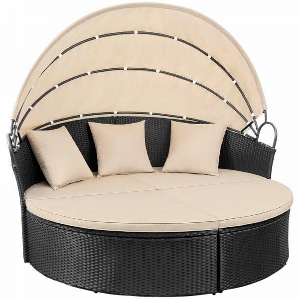66” Wide Wicker Patio Daybed with Cushions