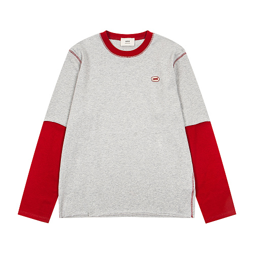 AMI Color Block Fake Two-piece Long Sleeve T-shirt
