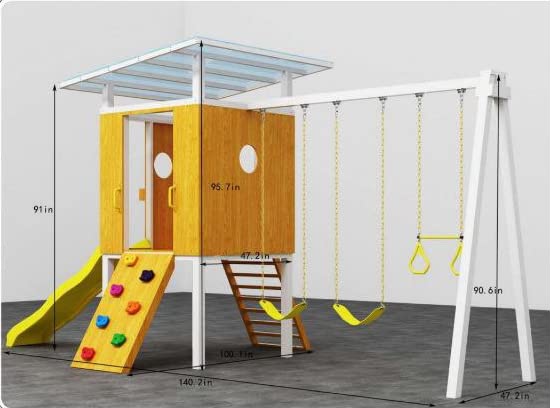 Modern Backyard Swing Set Children's Rock Climbing Wood