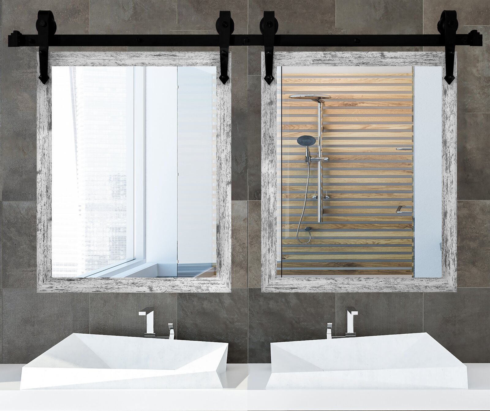 Herzberg Rectangle Wood Wall Mirror