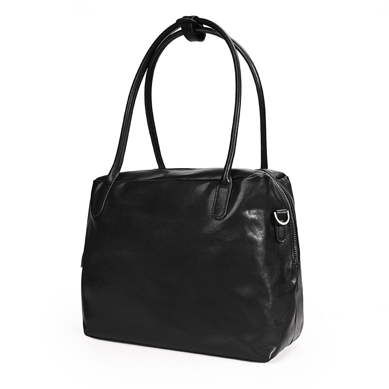 Minimalist Black Leather Tote Bag