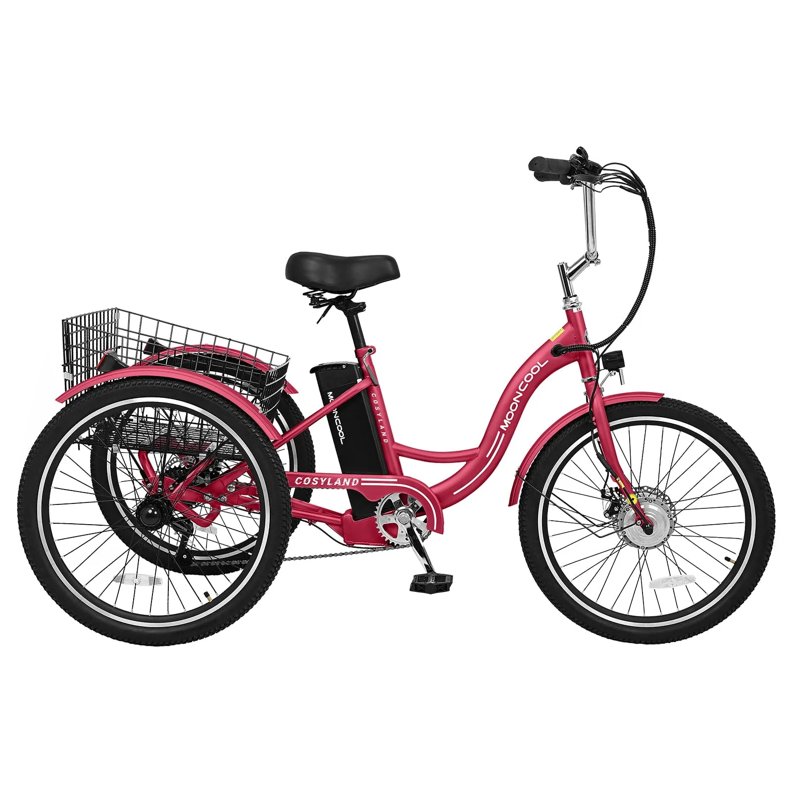 Lilypelle 24in Electric Tricycle with Basket, 350W, 36V 10.4Ah